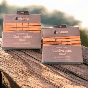 2 Packs of Natural Wood Clothespins NEW